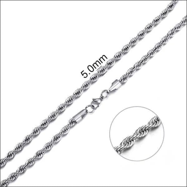 RVS Koord Ketting Zilverkleur - Gevlochten Schakelketting - 60cm / 5mm - Unisex