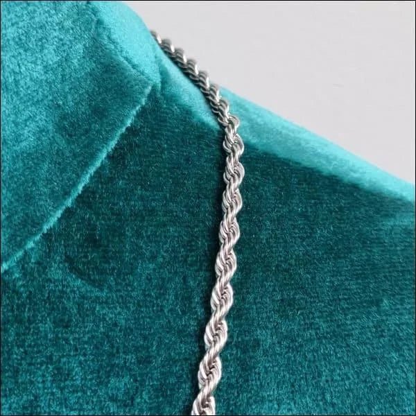 RVS Koord Ketting Zilverkleur - Gevlochten Schakelketting - 50cm / 5mm - Unisex
