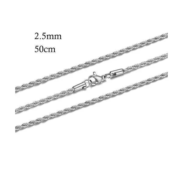 RVS Koord Ketting Zilverkleur - Gevlochten Schakelketting - 70cm / 5mm - Unisex