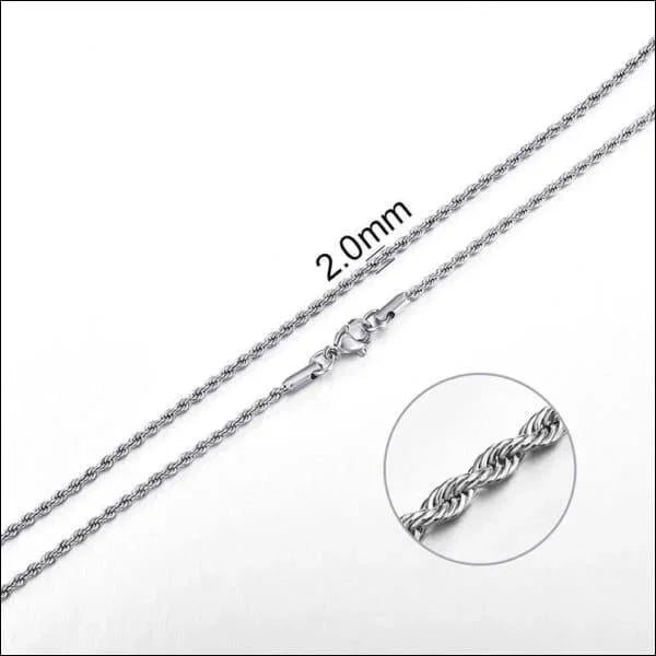 RVS Koord Ketting Zilverkleur - Gevlochten Schakelketting - 60cm / 2mm - Unisex