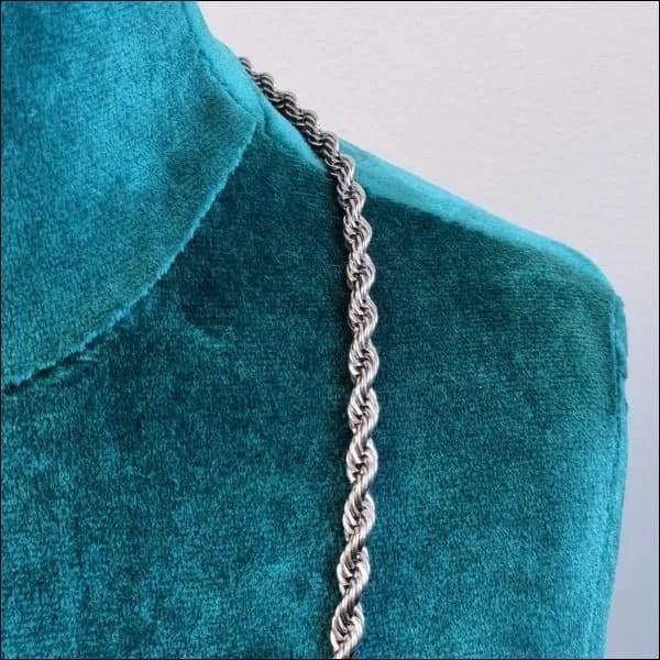 RVS Koord Ketting Zilverkleur - Gevlochten Schakelketting - 60cm / 2mm - Unisex