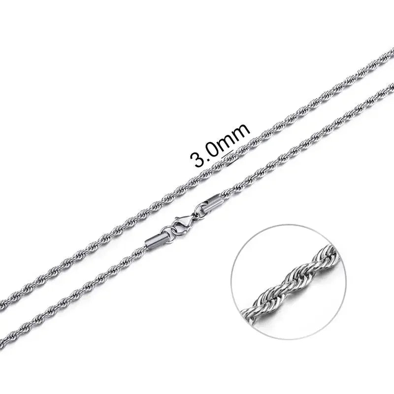 RVS Koord Ketting Zilverkleur - Gevlochten Schakelketting - 50cm / 2.5mm - Unisex