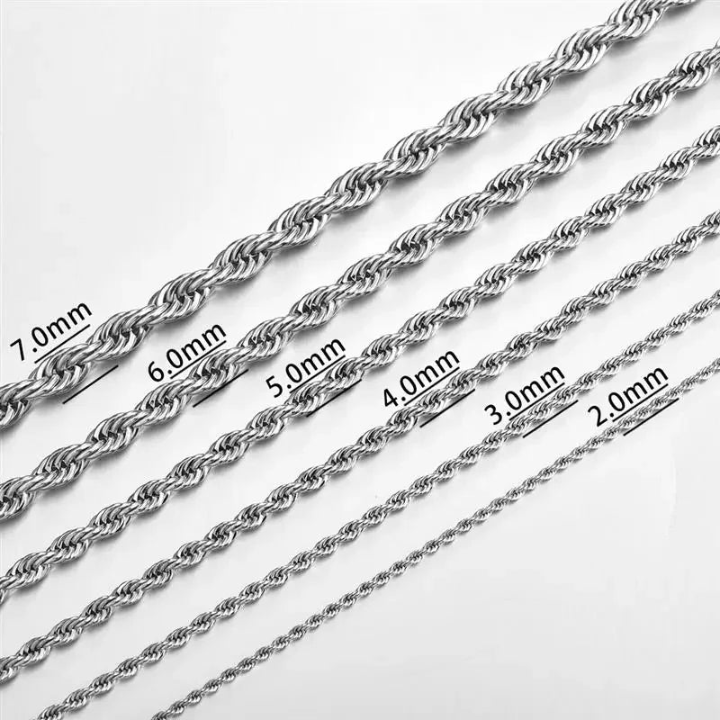 RVS Koord Ketting Zilverkleur - Gevlochten Schakelketting - 75cm / 2.5mm - Unisex