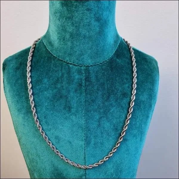RVS Koord Ketting Zilverkleur - Gevlochten Schakelketting - 65cm / 2mm - Unisex