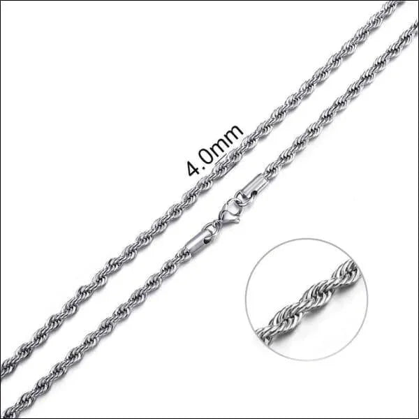 RVS Koord Ketting Zilverkleur - Gevlochten Schakelketting - 55cm / 4mm - Unisex