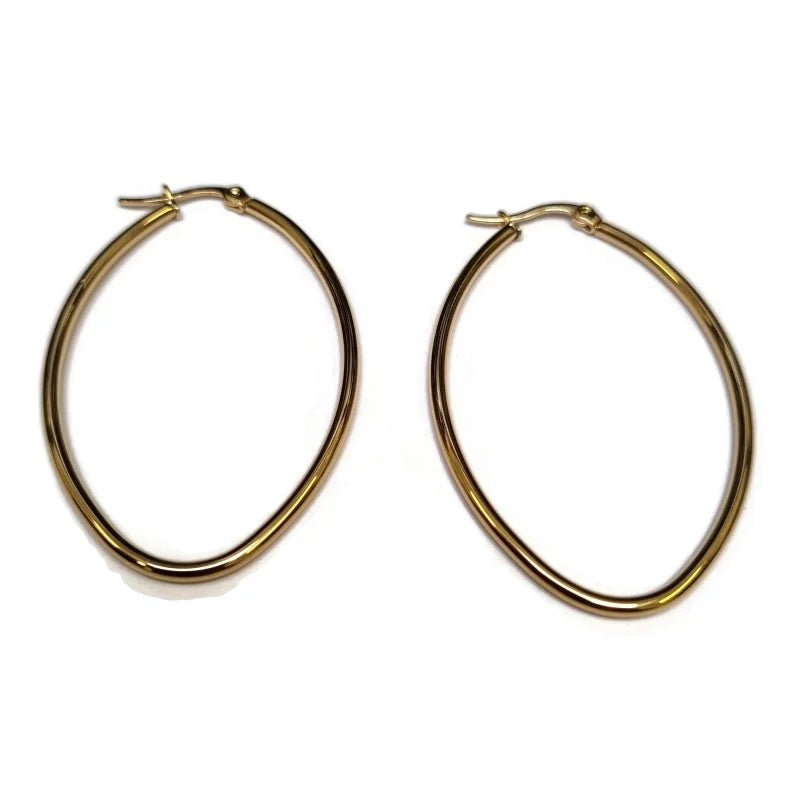 Stainless steel Ovale Oorbellen Goudkleur - 18mm -