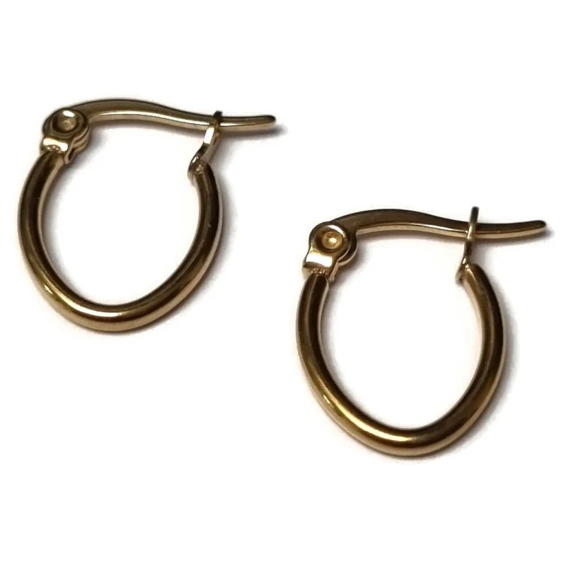 Stainless steel Ovale Oorbellen Goudkleur - 18mm -