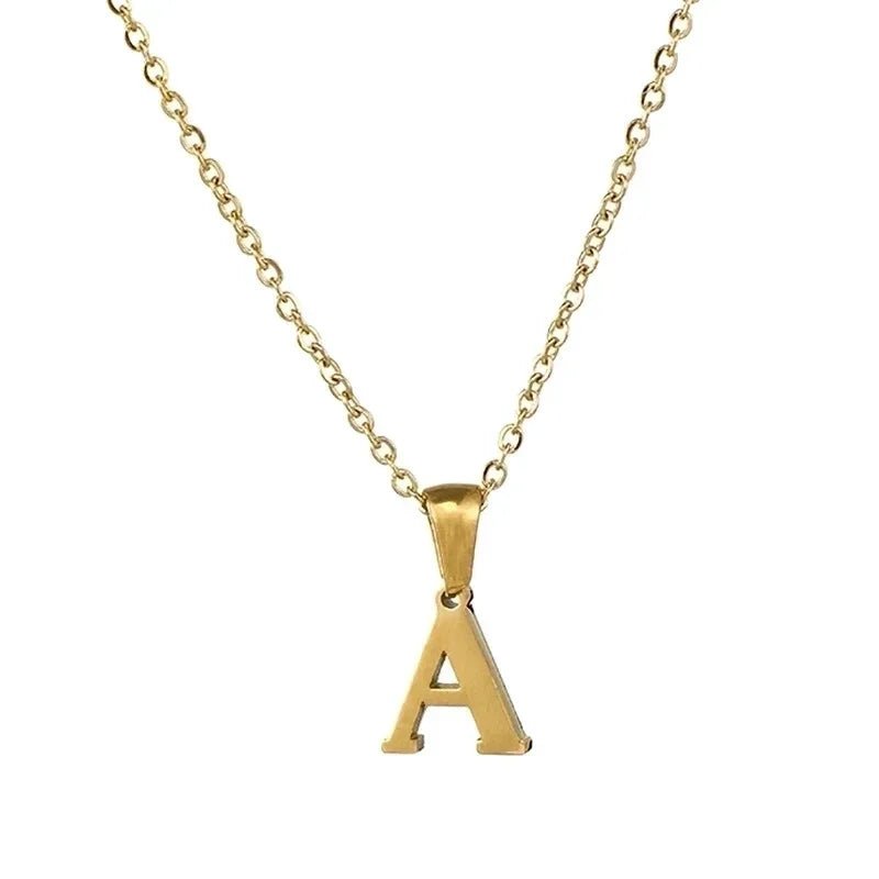 Stalen Letter Ketting goudkleur - A - Unisex