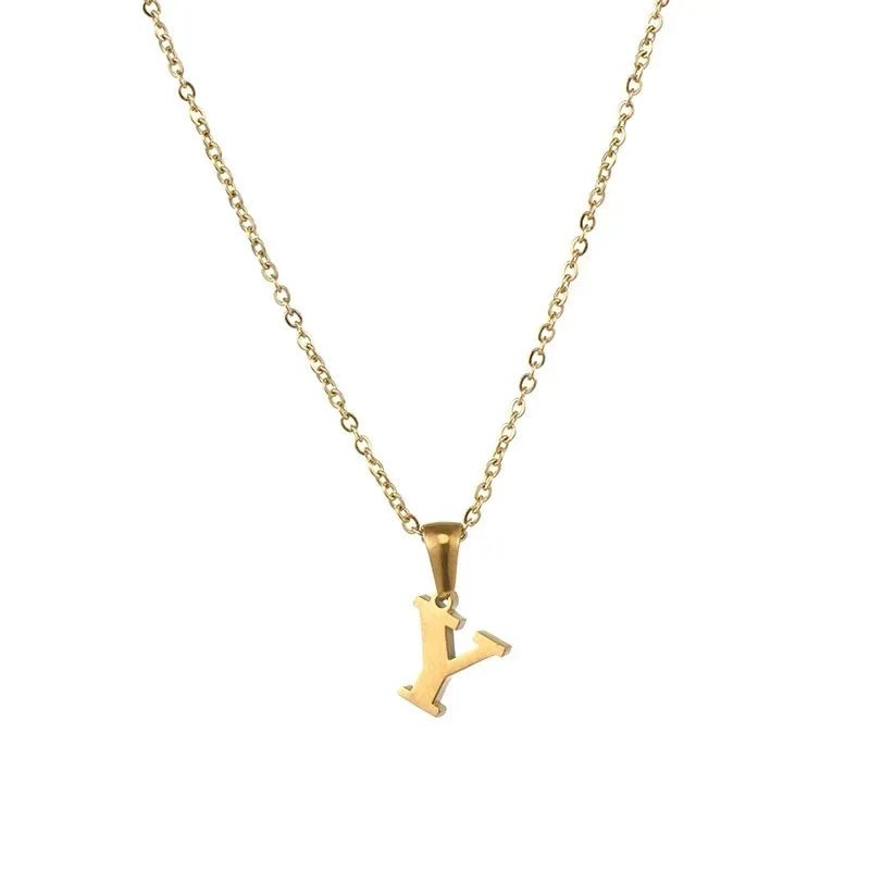 Stalen Letter Ketting goudkleur - Y - Unisex