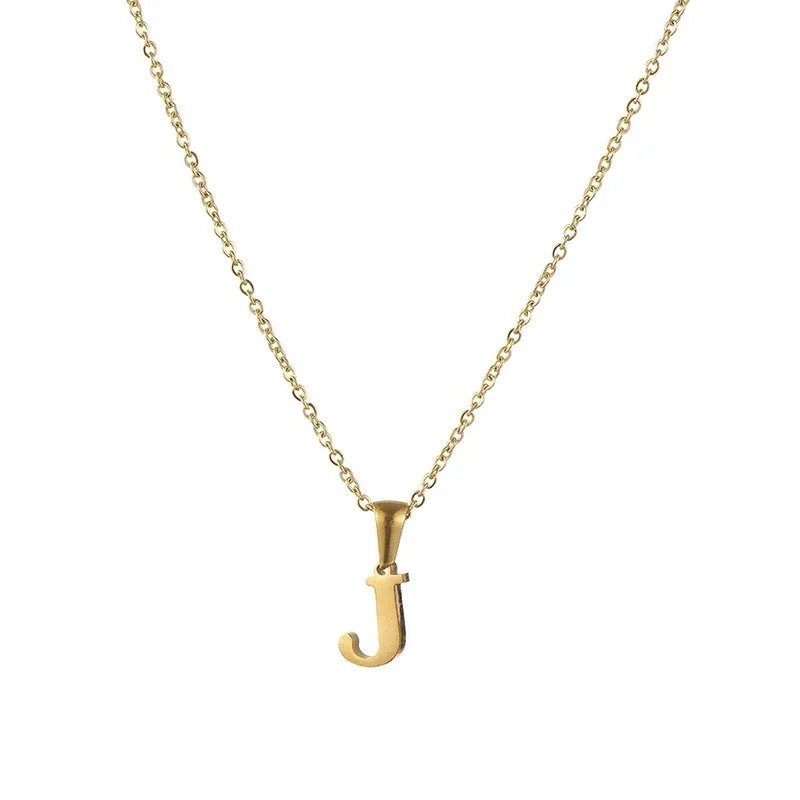 Stalen Letter Ketting goudkleur - J - Unisex