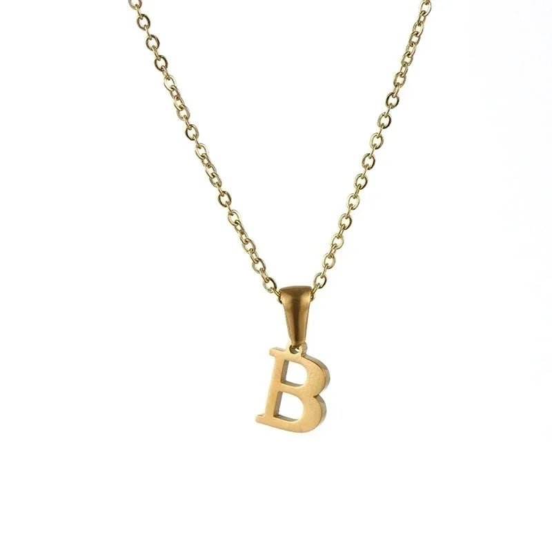 Stalen Letter Ketting goudkleur - B - Unisex