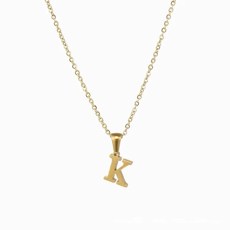 Stalen Letter Ketting goudkleur - K - Unisex