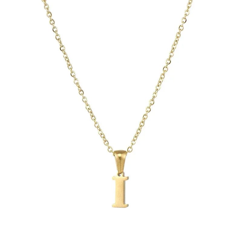 Stalen Letter Ketting goudkleur - I - Unisex