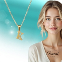 Stalen Letter Ketting goudkleur - I - Unisex