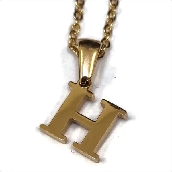 Stalen Letter Ketting goudkleur - H - Unisex