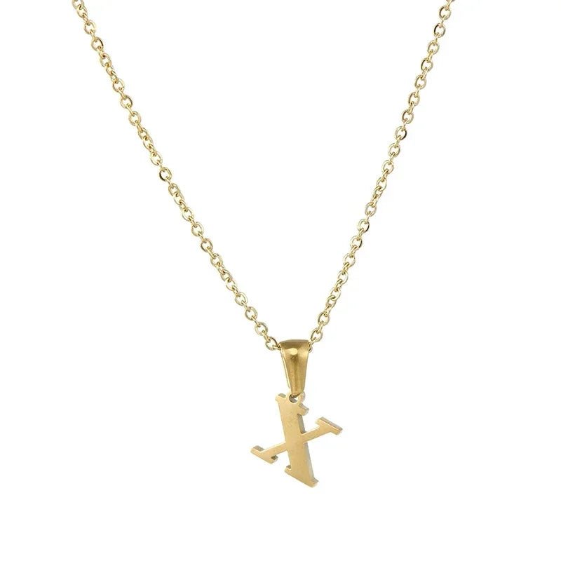 Stalen Letter Ketting goudkleur - X - Unisex