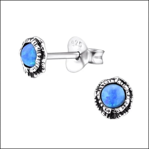 925 Zilveren Opaal Oorbellen 6-8mm - Betoverende Edelsteen Studs - Azuur Blauw/5mm -