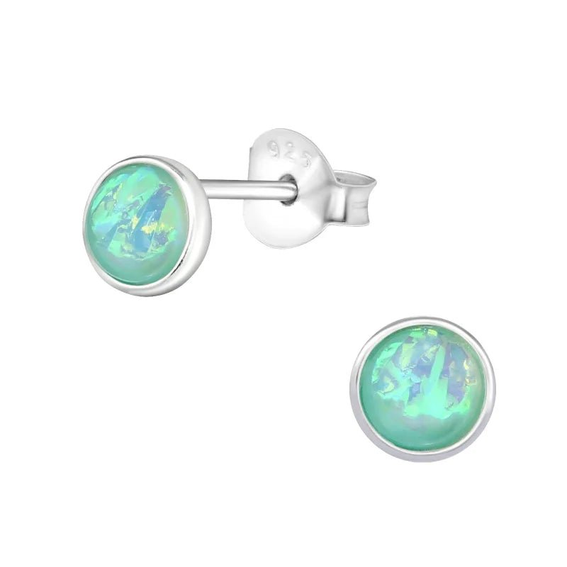 925 Zilveren Opaal Oorbellen 6-8mm - Betoverende Edelsteen Studs - Azuur Blauw/6mm -