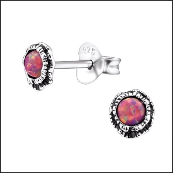 925 Zilveren Opaal Oorbellen 6-8mm - Betoverende Edelsteen Studs - Rood/5mm -