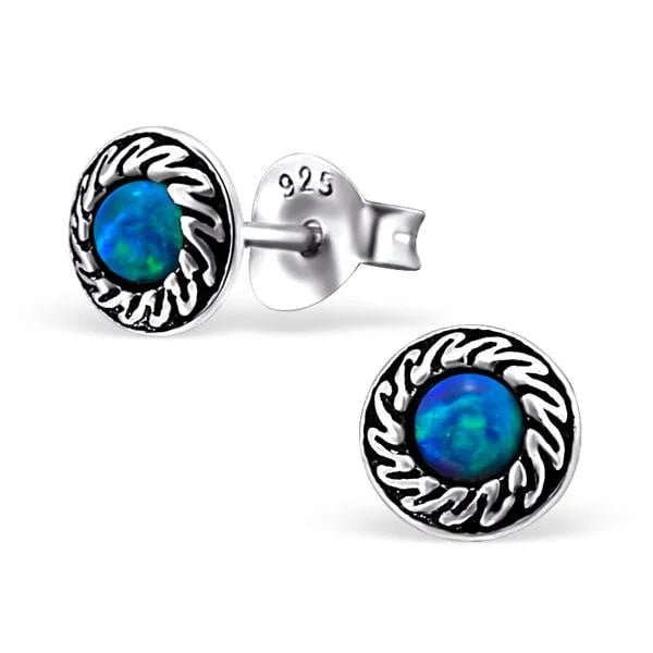925 Zilveren Opaal Oorbellen 6-8mm - Betoverende Edelsteen Studs - Peacock/6mm -