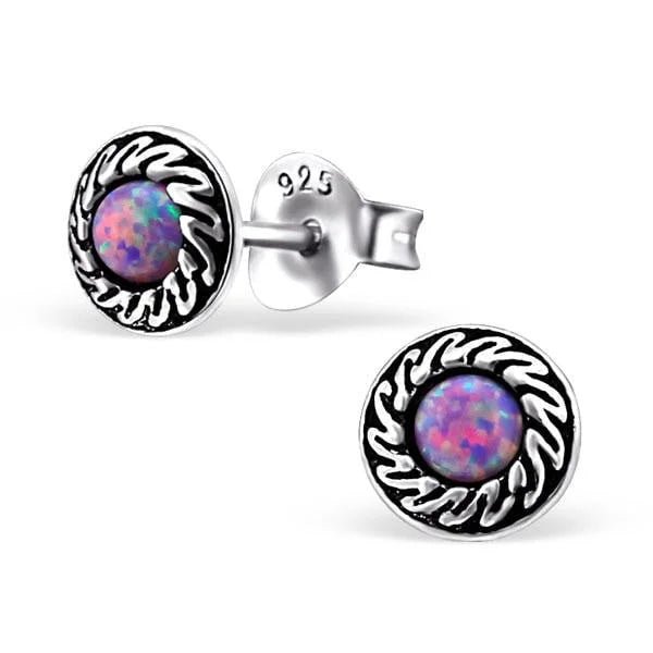 925 Zilveren Opaal Oorbellen 6-8mm - Betoverende Edelsteen Studs - Paars/6mm -