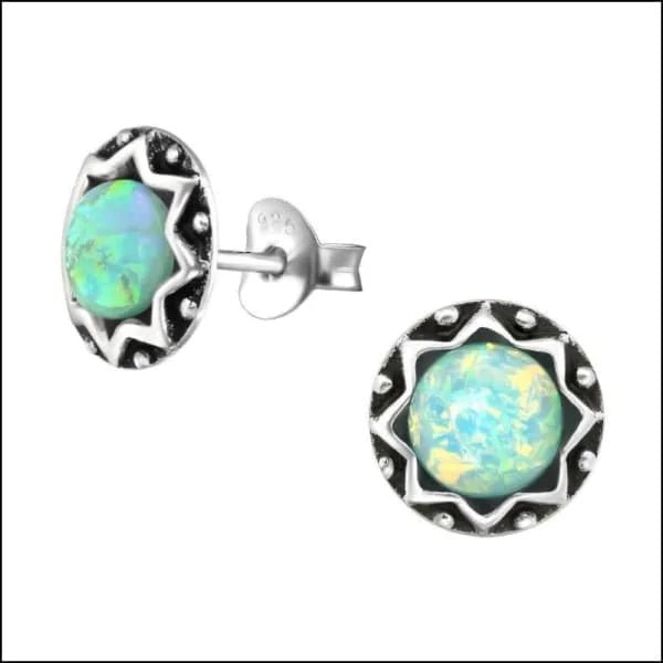 925 Zilveren Opaal Oorbellen 6-8mm - Betoverende Edelsteen Studs - Mint Groen/9mm -