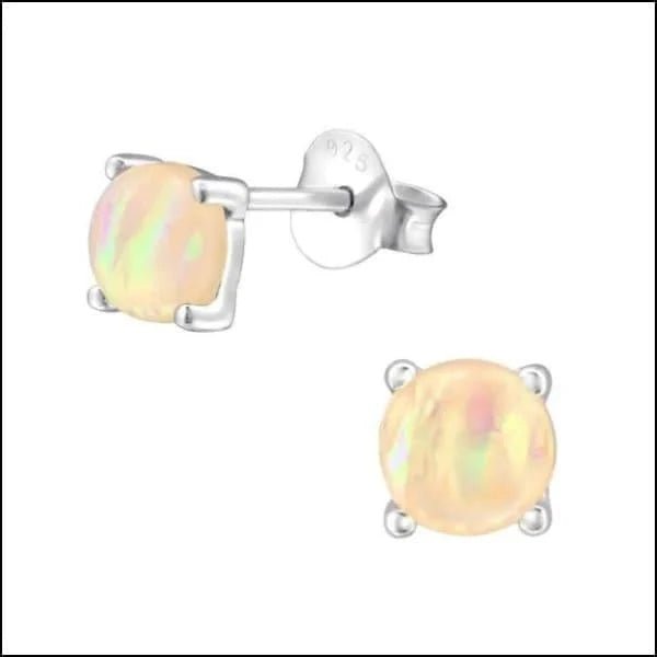 925 Zilveren Opaal Oorbellen 6-8mm - Betoverende Edelsteen Studs - Oranje/5mm -