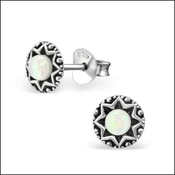925 Zilveren Opaal Oorbellen 6-8mm - Betoverende Edelsteen Studs - Rond/Wit/6mm -
