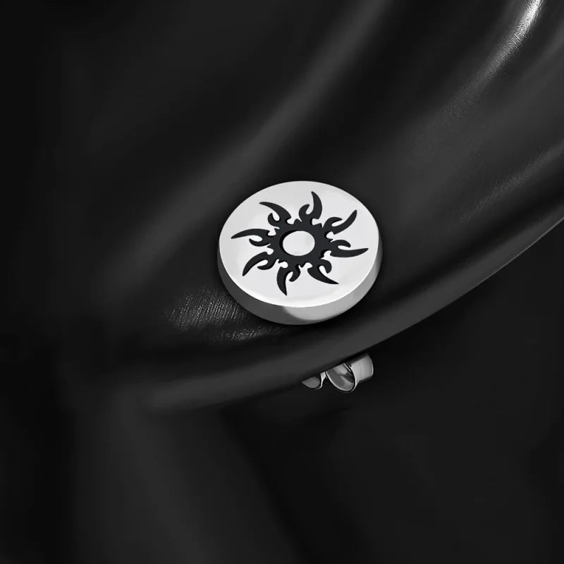 Stalen Ronde Oorstekers met logo - 10mm / Fantasie -