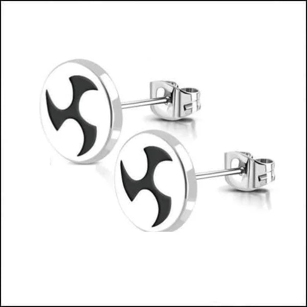 Stalen Ronde Oorstekers met logo - 10mm / Spiraal -