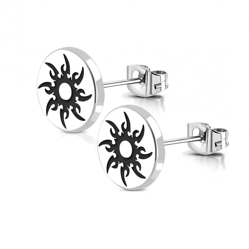 Stalen Ronde Oorstekers met logo - 10mm / Spiraal -