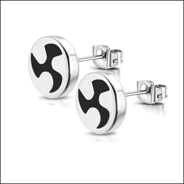 Stalen Ronde Oorstekers met logo - 10mm / Wiet blad -