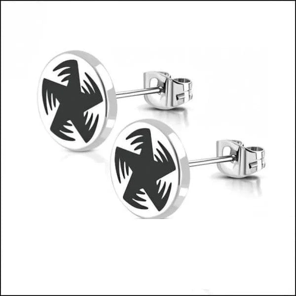 Stalen Ronde Oorstekers met logo - 10mm / Moving star -