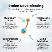 Navelpiercing met Zirkonia Steentje goudkleur - Roze - Unisex