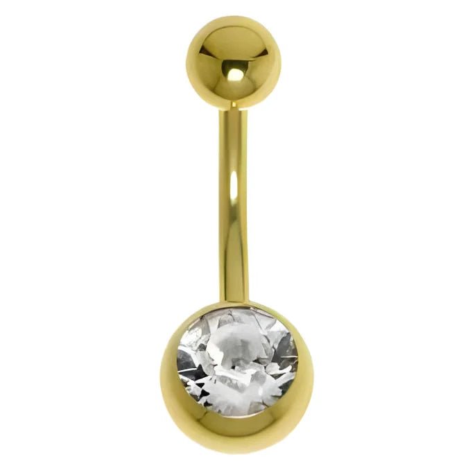 Navelpiercing met Zirkonia Steentje goudkleur - Transparant - Unisex