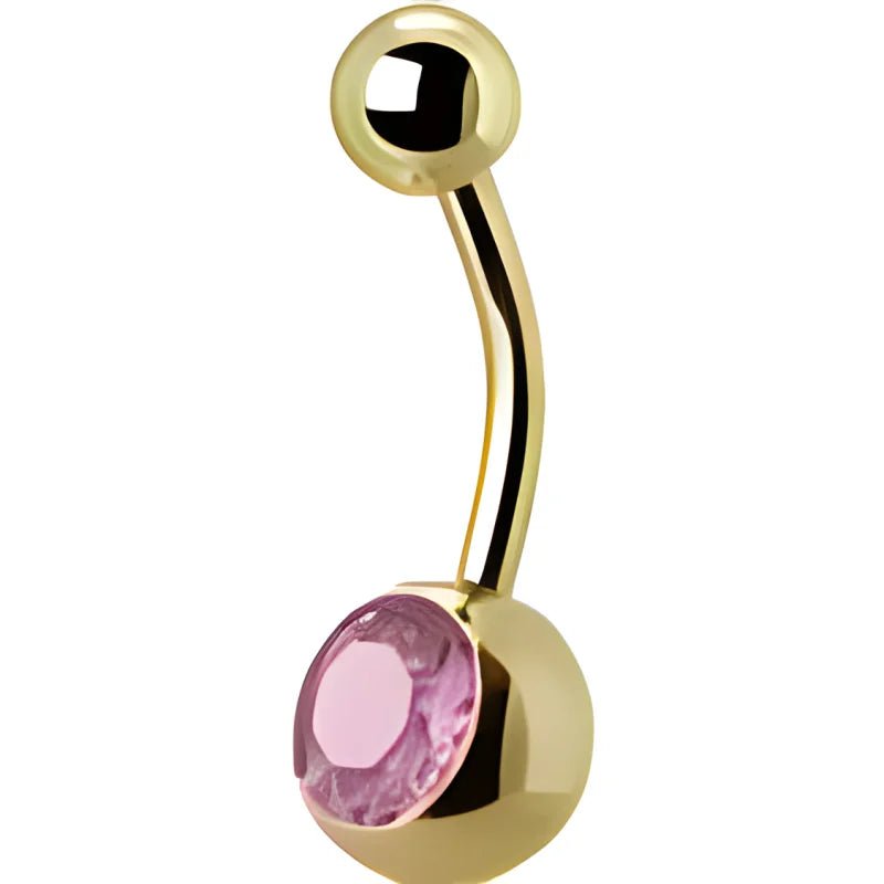 Navelpiercing met Zirkonia Steentje goudkleur - Transparant - Unisex