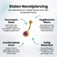 Navelpiercing met Zirkonia Steentje goudkleur - Transparant - Unisex