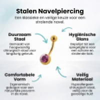 Navelpiercing met Zirkonia Steentje goudkleur - Transparant - Unisex
