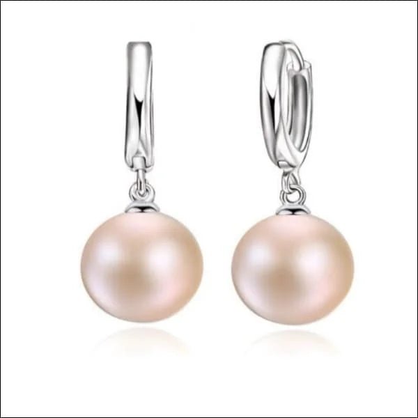 925 Zilveren Parel Oorringen 10mm - Elegante Hoepels met Parel - Roze -