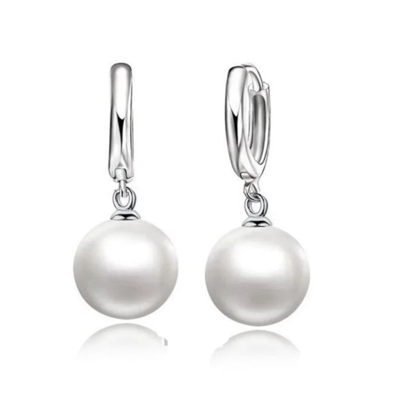 925 Zilveren Parel Oorringen 10mm - Elegante Hoepels met Parel - Roze -