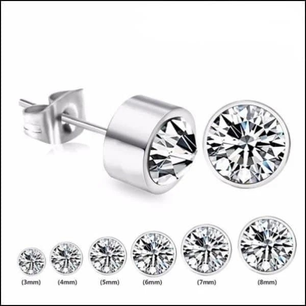 RVS Kristal Oorbellen Rond Kleurrijk 3mm - Diverse Kleuren Studs - Zilverkleur / 7mm / Transparant -
