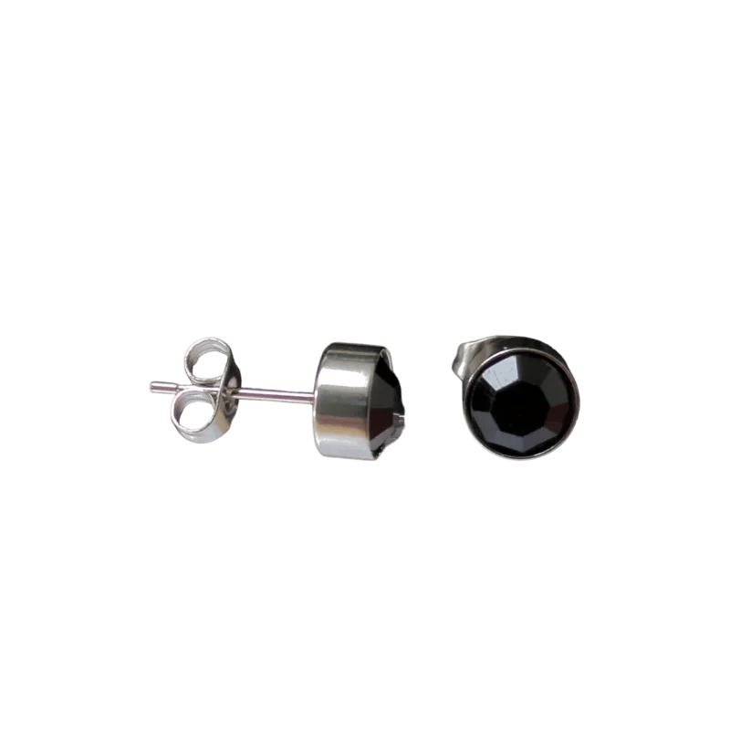 RVS Kristal Oorbellen Rond Kleurrijk 3mm - Diverse Kleuren Studs - Zilverkleur / 7mm / Zwart -