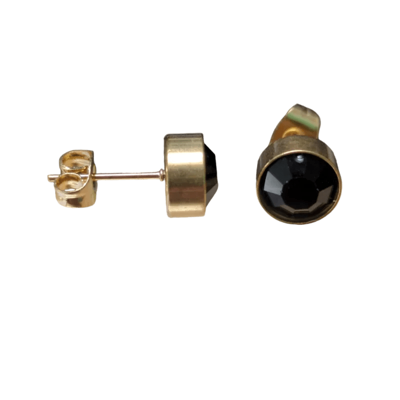 RVS Kristal Oorbellen Rond Kleurrijk 3mm - Diverse Kleuren Studs - Goudkleur / 8mm / Zwart -