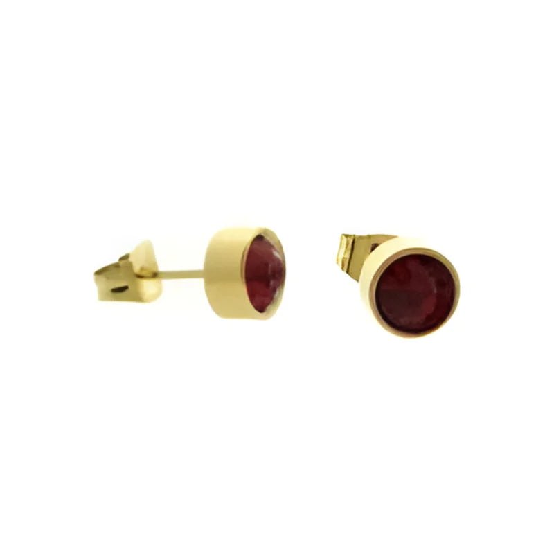 RVS Kristal Oorbellen Rond Kleurrijk 3mm - Diverse Kleuren Studs - Goudkleur / 8mm / Zwart -