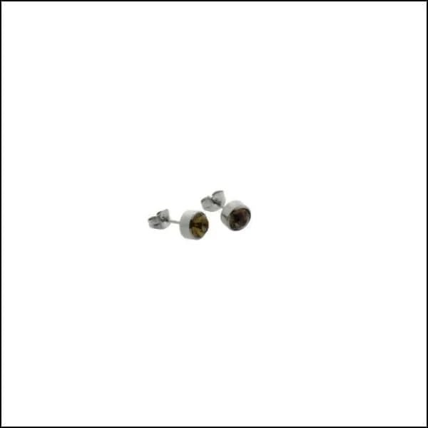 RVS Kristal Oorbellen Rond Kleurrijk 3mm - Diverse Kleuren Studs - Zilverkleur / 7mm / Licht Bruin -