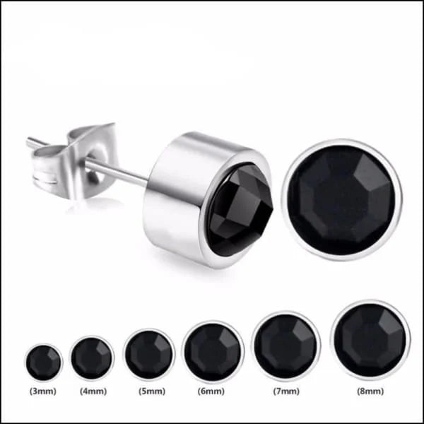 RVS Kristal Oorbellen Rond Kleurrijk 3mm - Diverse Kleuren Studs - Zilverkleur / 6mm / Zwart -