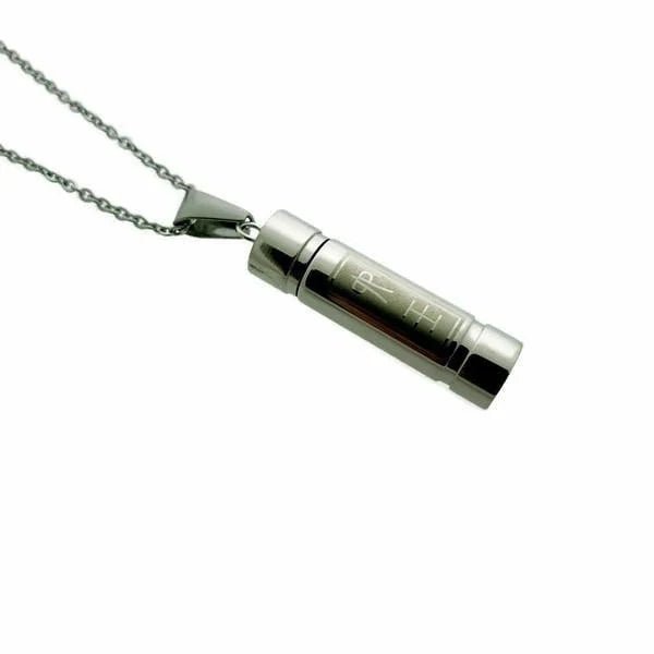 Stalen Cilinder Ashanger met Asbewaaroptie - Zwart/Zirkonia-4x0.6cm - Heren