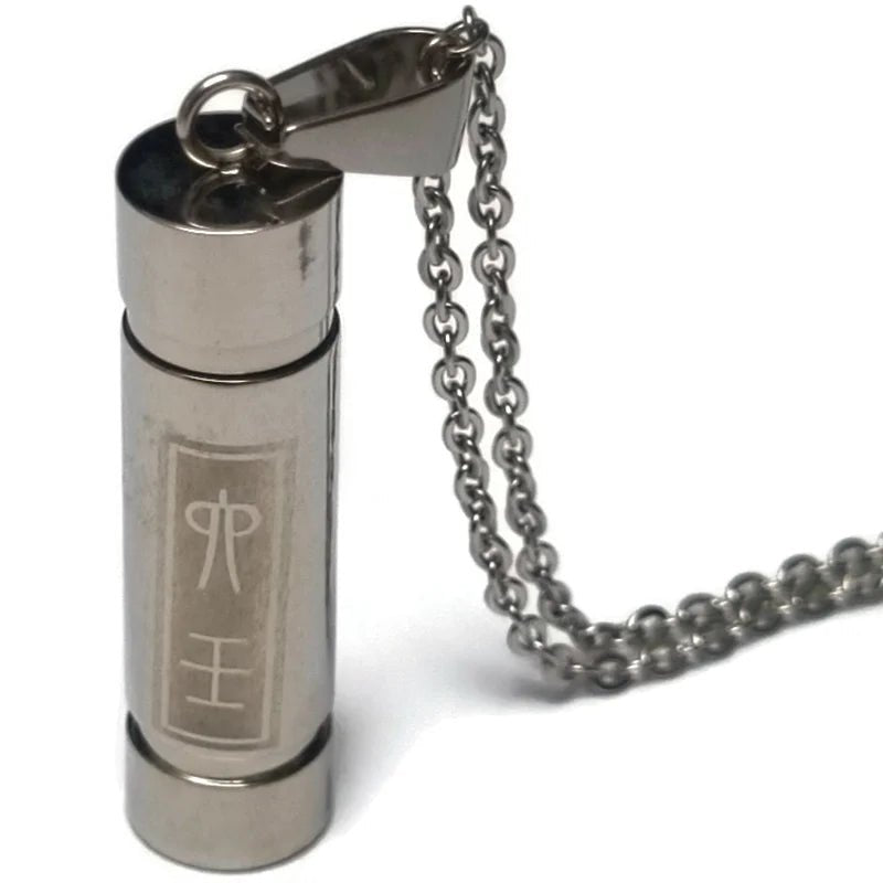 Stalen Cilinder Ashanger met Asbewaaroptie - Zilverkleur-ring goudkleur-zirkonia-4x1cm - Heren