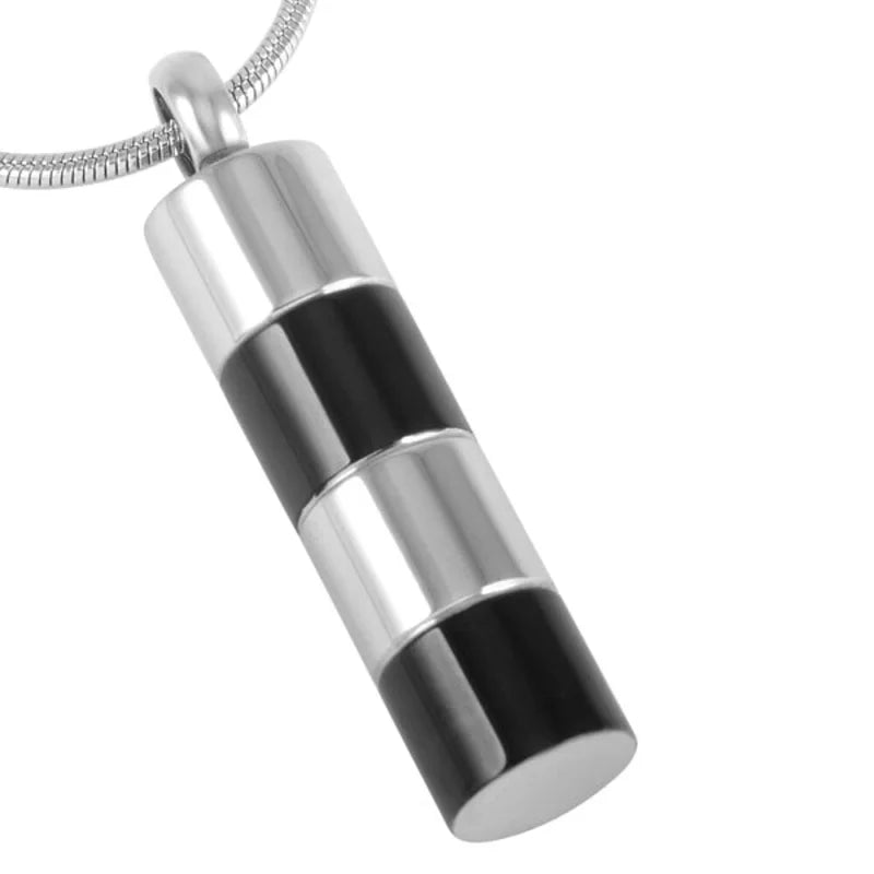 Stalen Cilinder Ashanger met Asbewaaroptie - Zilverkleur-ring goudkleur-zirkonia-4x1cm - Heren