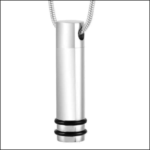 Stalen Cilinder Ashanger met Asbewaaroptie - Zilverkleur-ring goudkleur-zirkonia-4x1cm - Heren